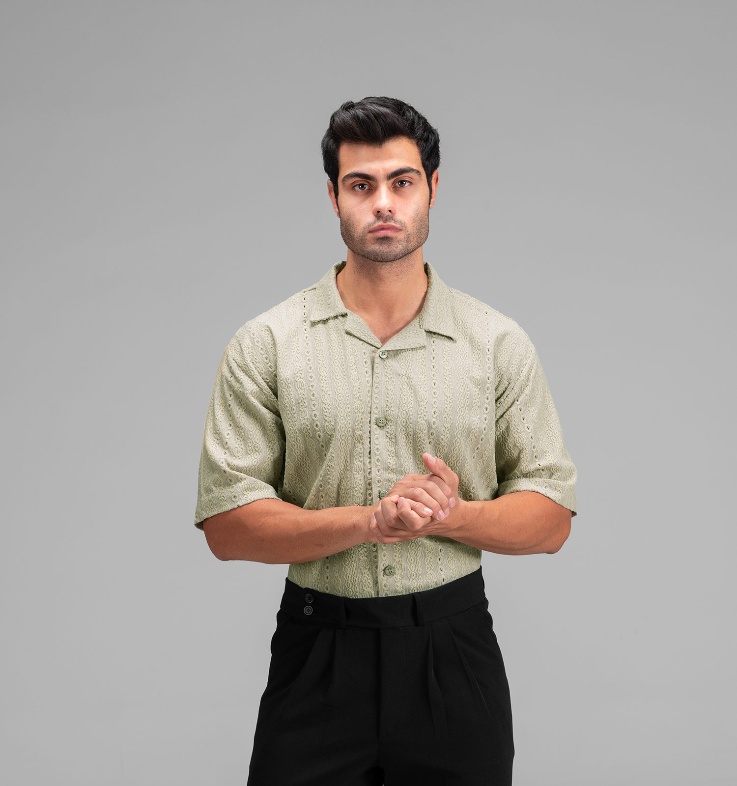 پیراهن اسپرت مراکشی مردانه آستین کوتاه طرحدار مدل 48368