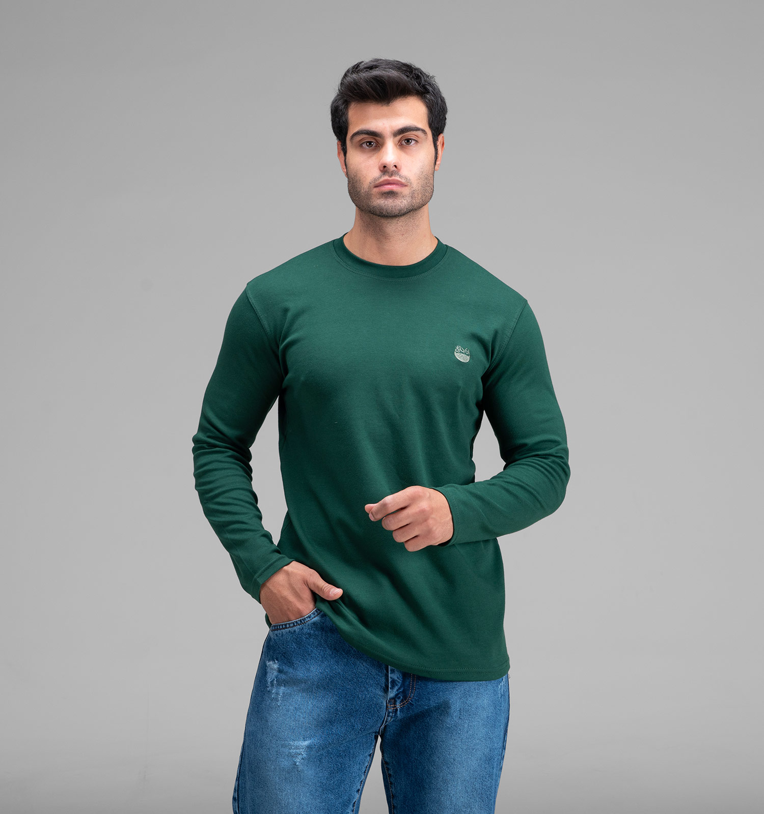 بلوز یقه گرد مردانه نخ پنبه ساده مدل 48370