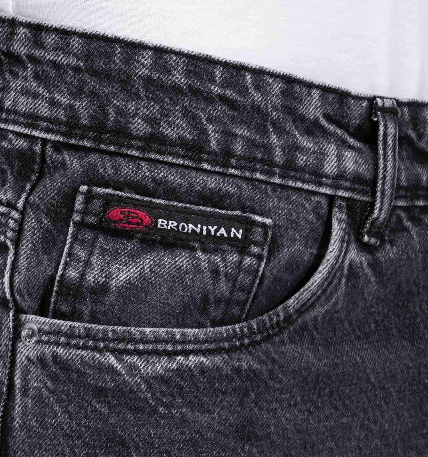 شلوار اسپرت جین نیم بگ مردانه ذغالی مدل 48401