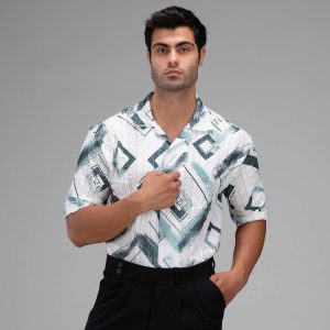 پیراهن اسپرت نخ پنبه مردانه آستین کوتاه طرحدار مدل 48319