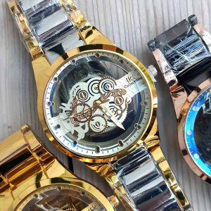 ساعت مردانه شیشه ای مدل ik نقره ای طلایی کد 6401