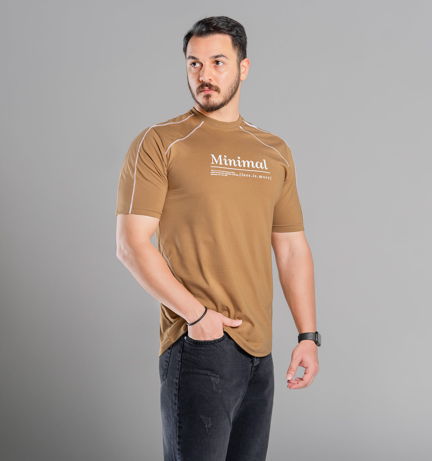تیشرت یقه گرد مردانه نخ پنبه طرحدار مدل 48422