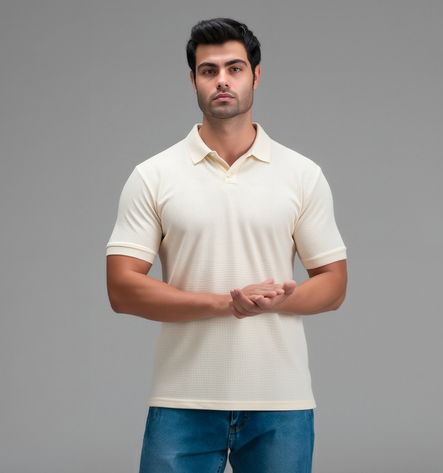 تیشرت یقه دار مردانه مراکشی ساده مدل 48356