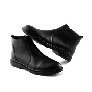 نیم بوت چرم مصنوعی مردانه مشکی زیپ دار مدل 48533