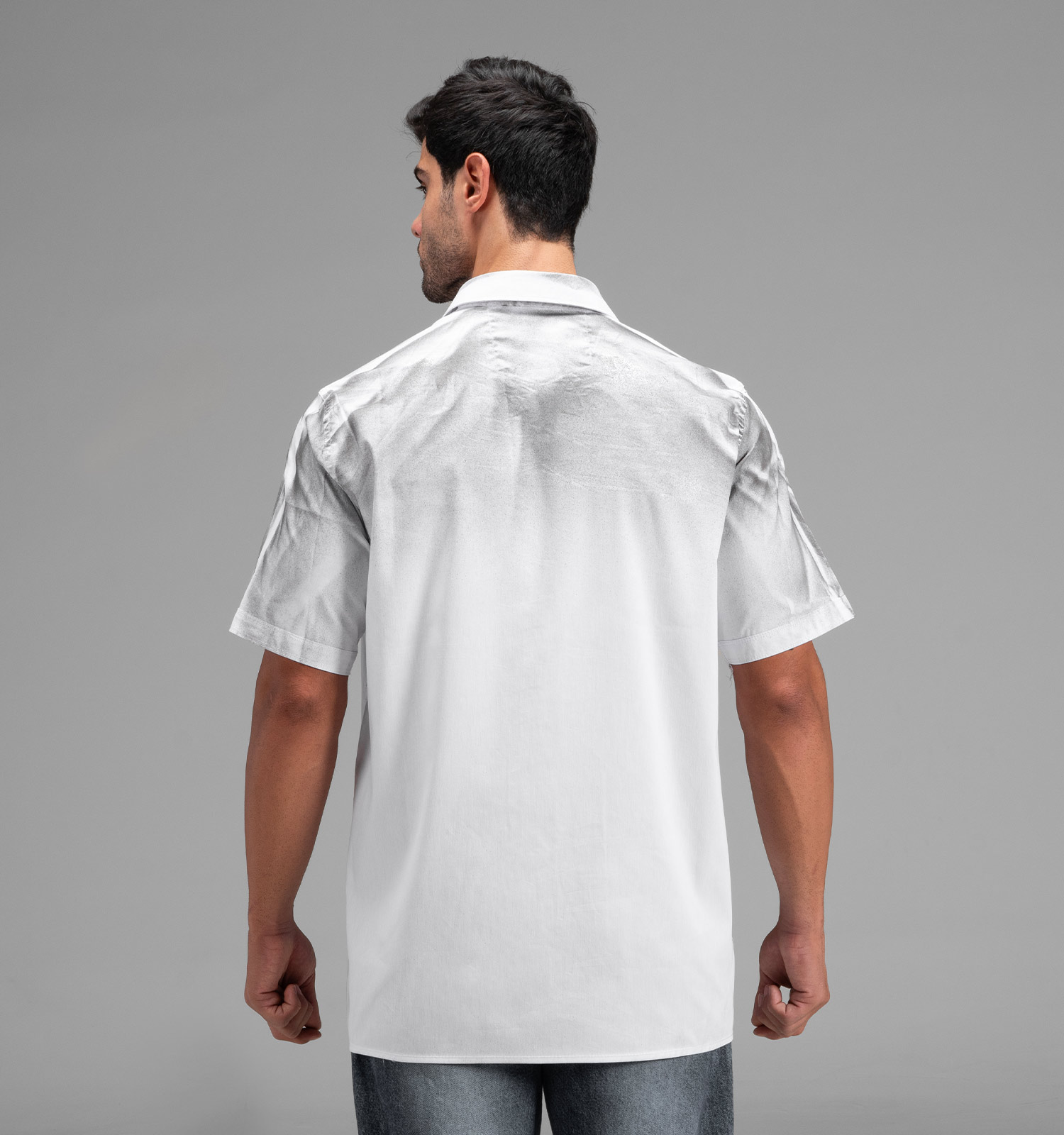 پیراهن نخ پنبه مردانه آستین کوتاه ساده سفید Balenciaga مدل 48324