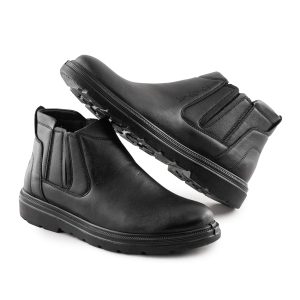 نیم بوت چرم مصنوعی مردانه مشکی زیپ دار مدل 48576