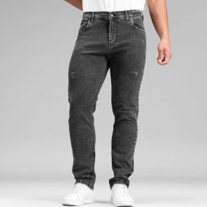 شلوار اسپرت جین راسته مردانه ذغالی مدل 48448