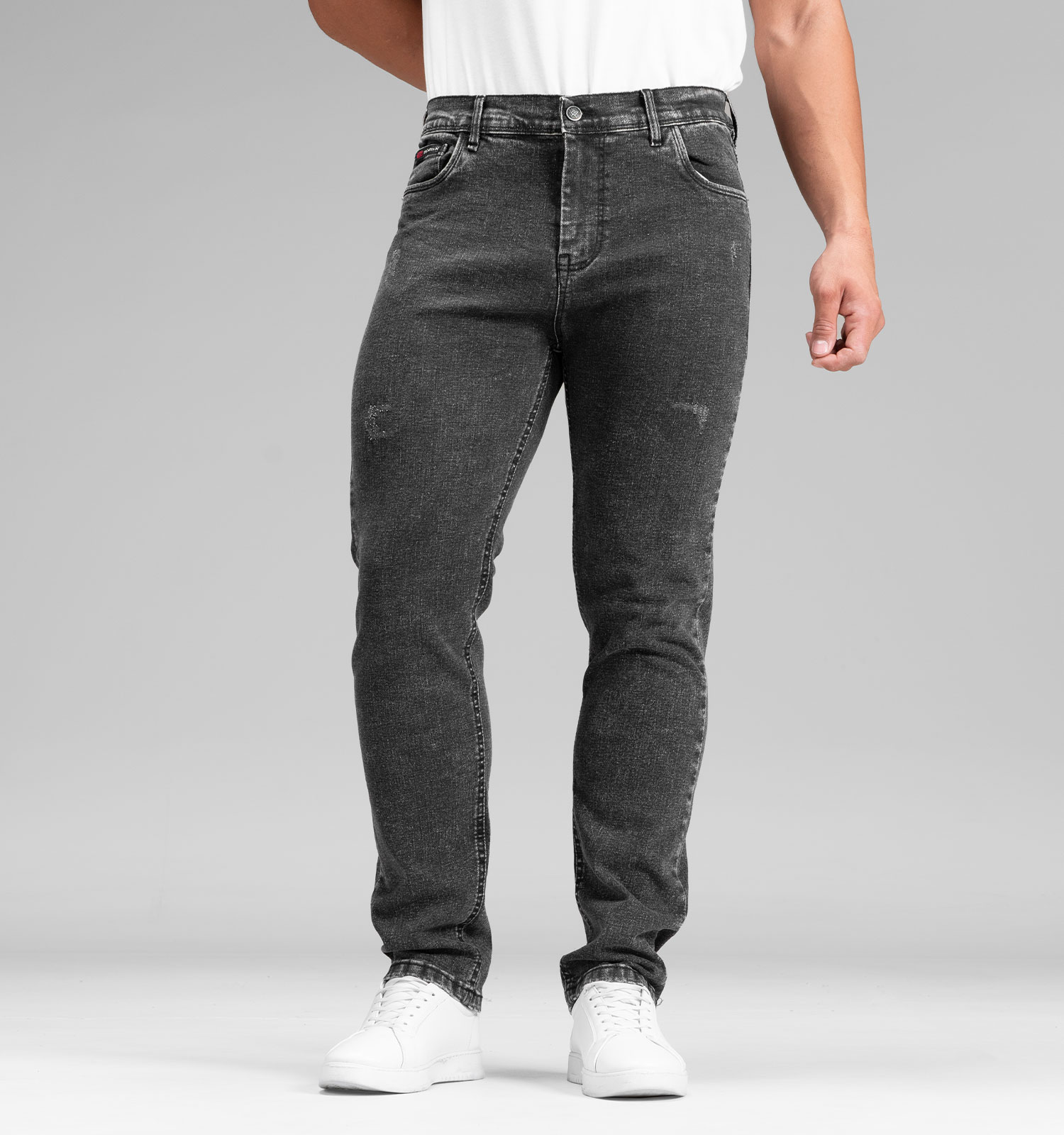 شلوار اسپرت جین راسته مردانه ذغالی مدل 48448