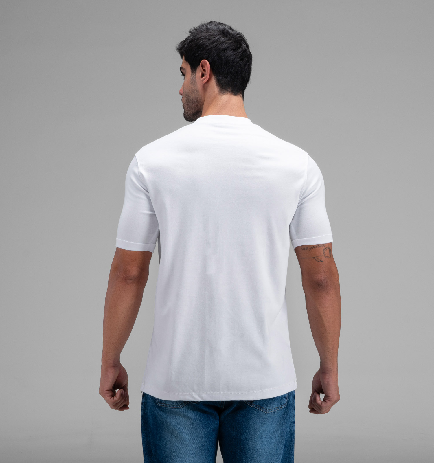 تیشرت Polo یقه گرد مردانه آستین دوبل سفید نخ پنبه ساده مدل 48407