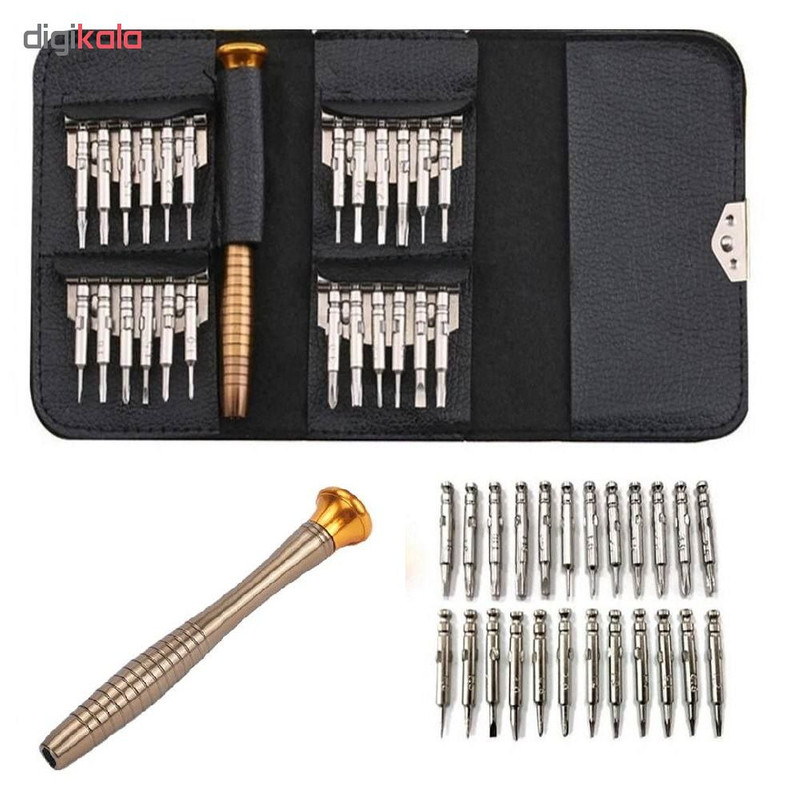 مجموعه 25 عددی پیچ گوشتی ساعتی جیبی مشکی