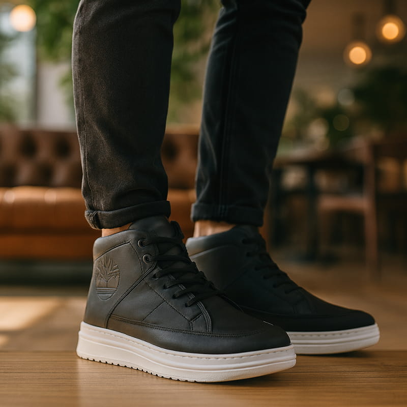 کفش ساقدار مردانه مشکی مدل R88 مشکی