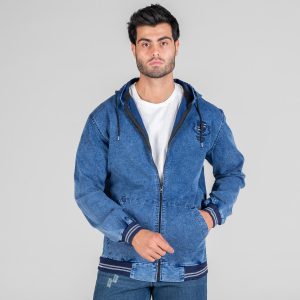 سویشرت کلاهدار جین مردانه ساده مدل 48569