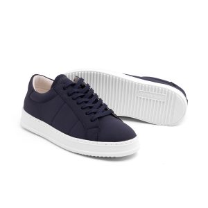 کفش روزمره مردانه چرم مصنوعی سرمه ای بند دار مدل 48660