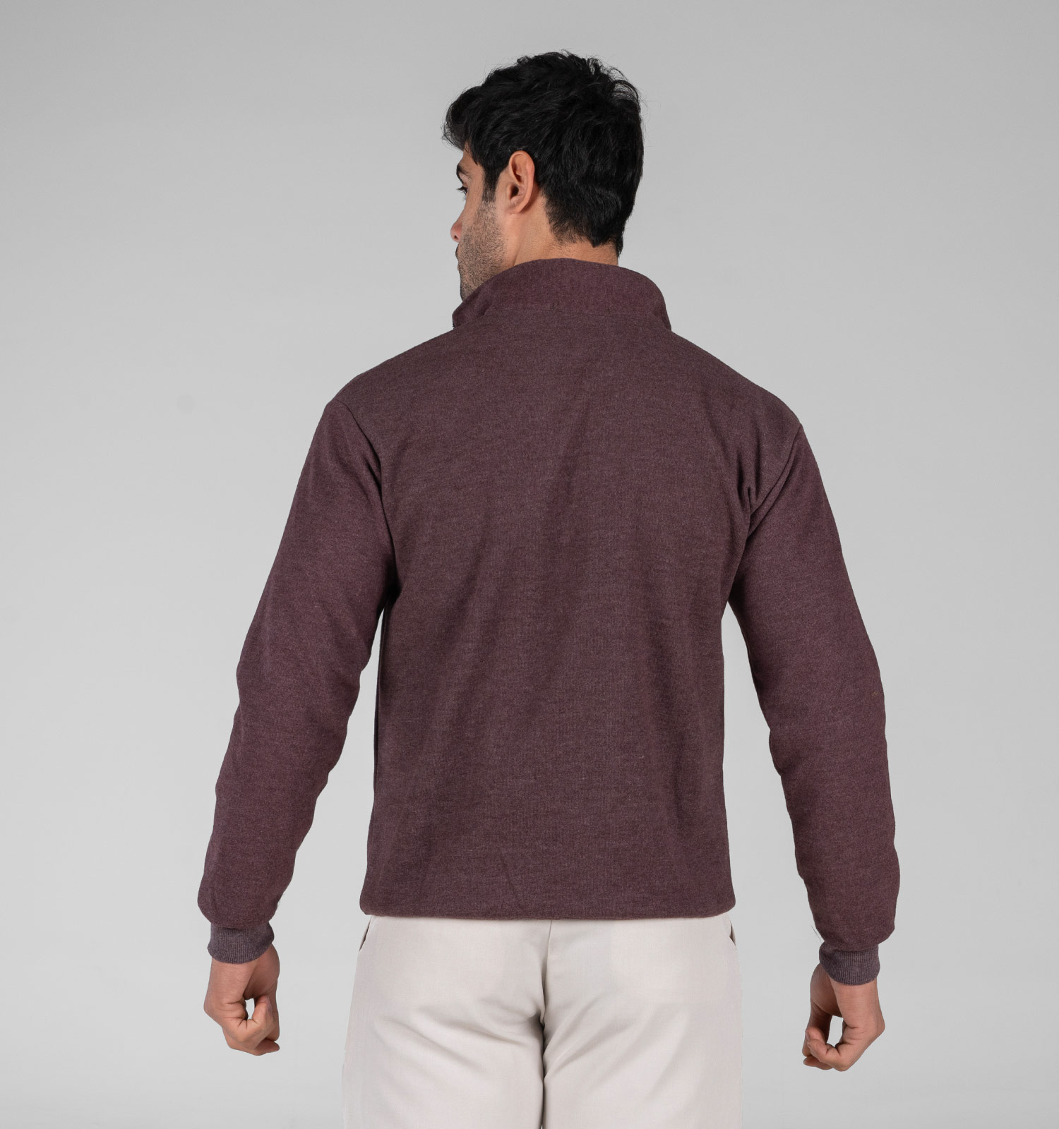 بلوز سلانیک نیم زیپ مردانه یقه دار ساده مدل 48667