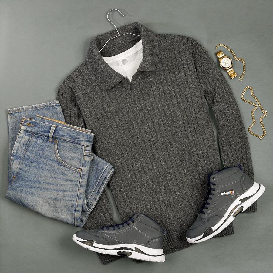 بافت مردانه Collar_Grey مدل 3683