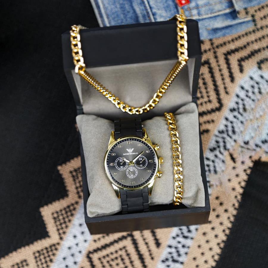 ست نیم ست ساعت مردانه Giorgio_Armani مدل 3702