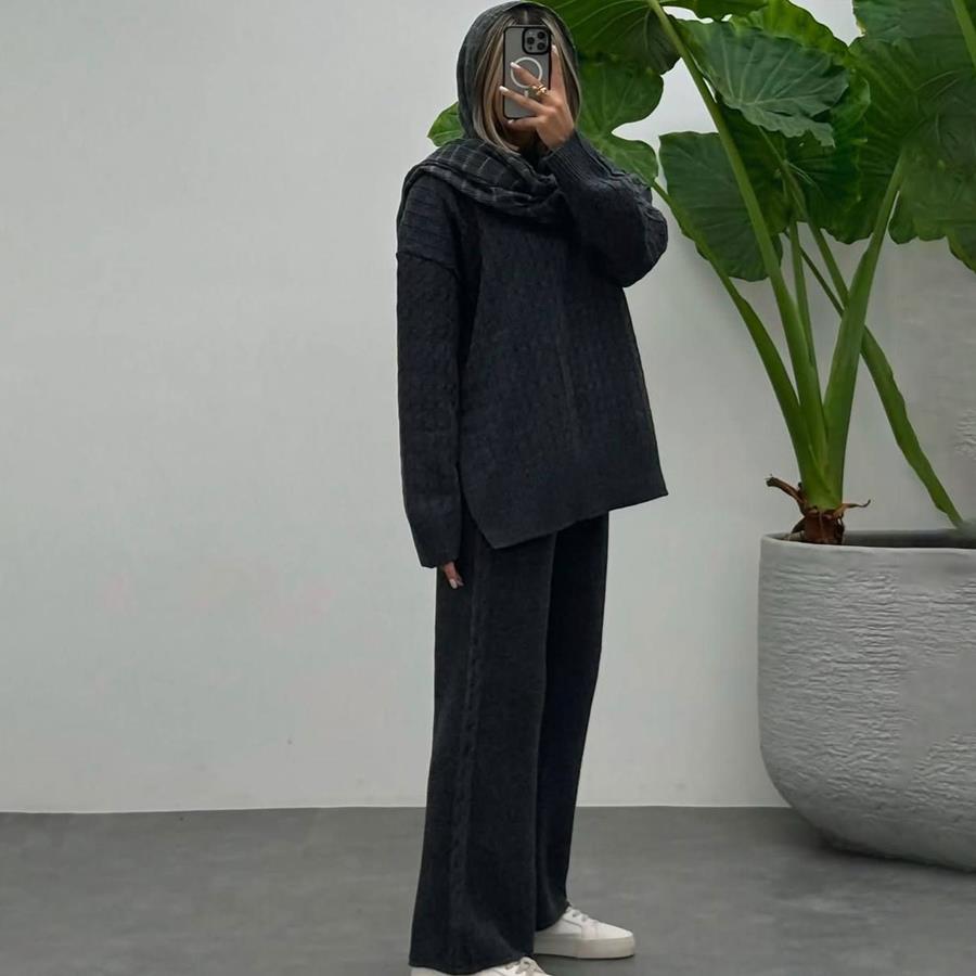 ست بافت بلوز شلوار زنانه Gloria_Black مدل 3719