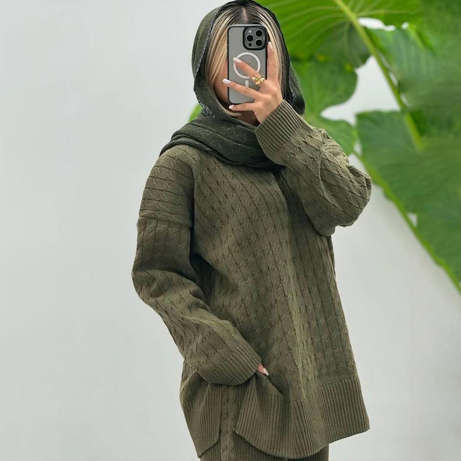 ست بافت بلوز شلوار زنانه Gloria_Green مدل 3723