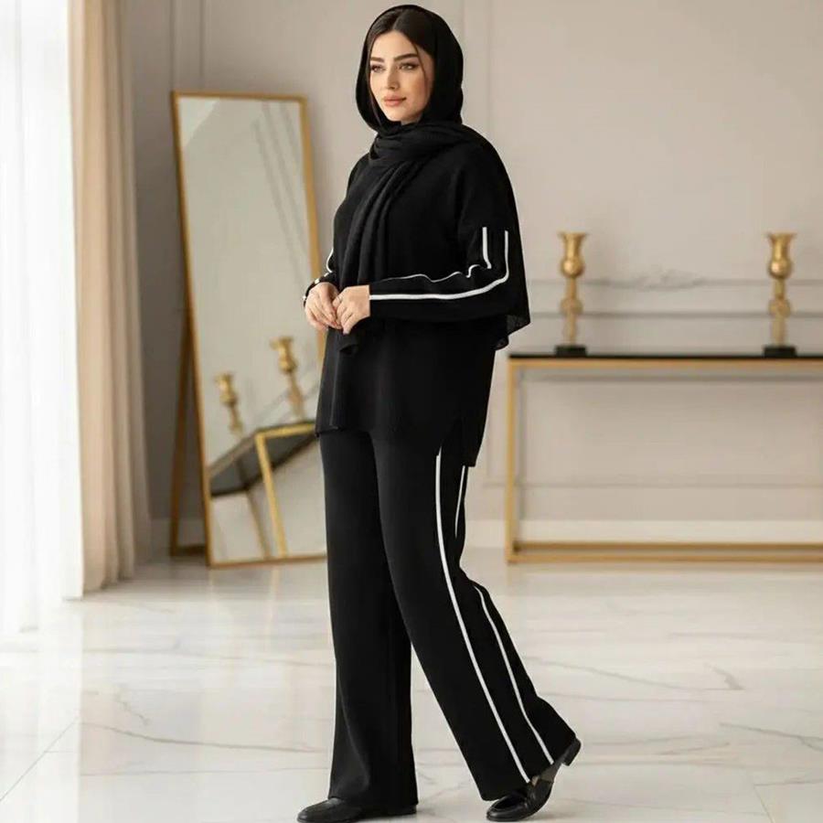 ست بافت بلوز شلوار زنانه Diyana_Black مدل 3732
