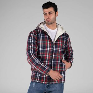 سویشرت پشمی مردانه چهار خونه کلاهدار مدل 49007