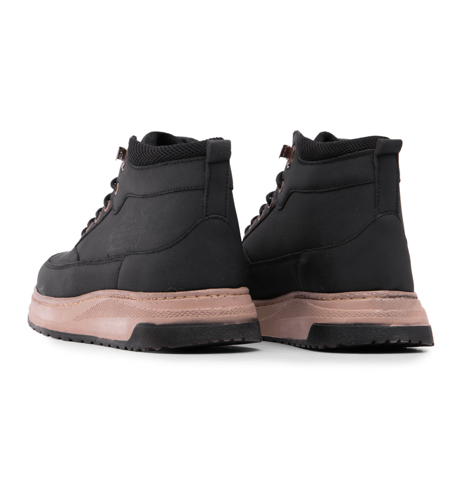 نیم بوت چرم مصنوعی مردانه مشکی بنددار مدل 48881