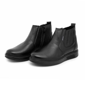 نیم بوت چرم مصنوعی مردانه مشکی زیپ دار مدل 48921