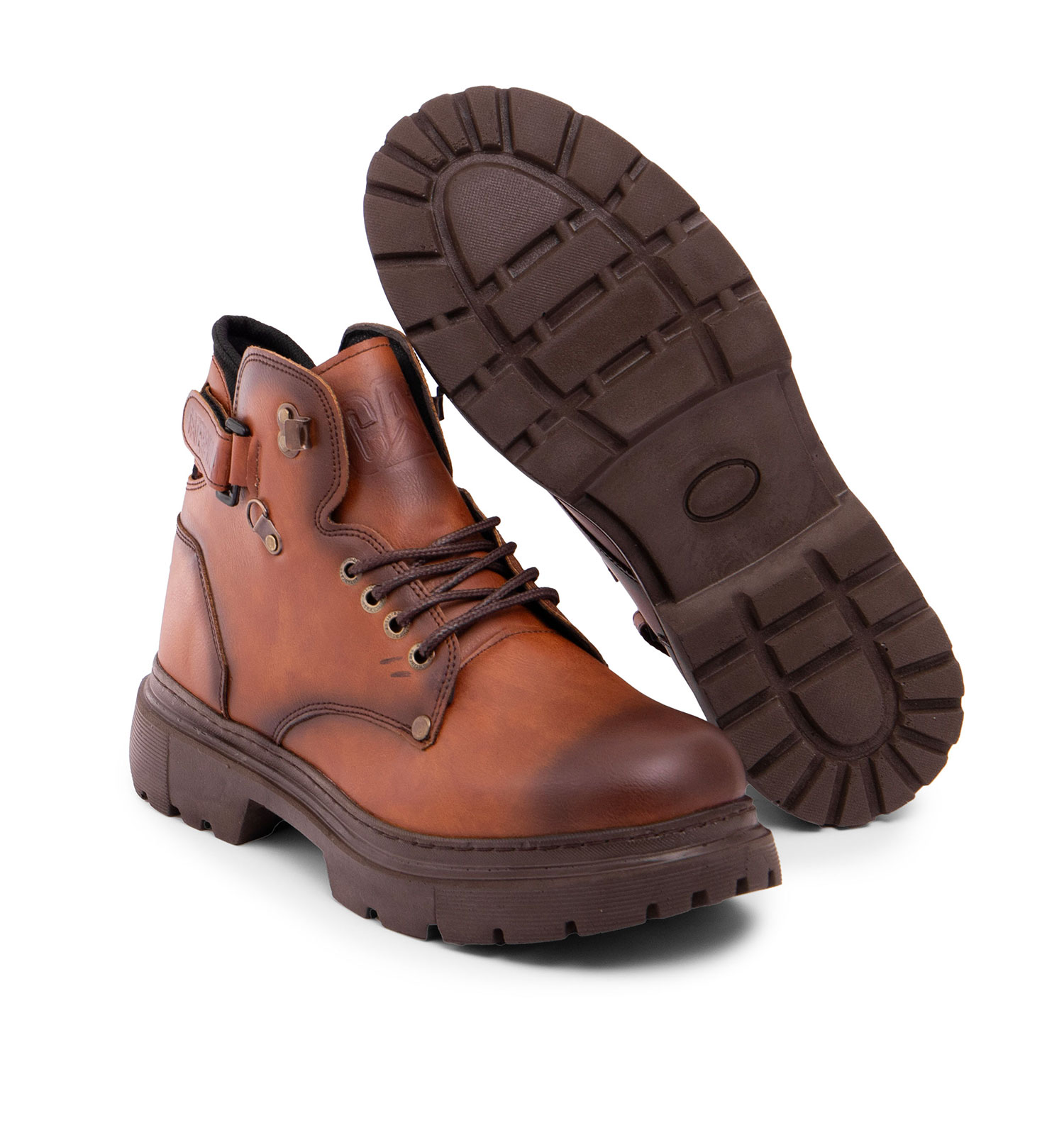 نیم بوت چرم مصنوعی مردانه قهوه ای Cat بنددار مدل 48885