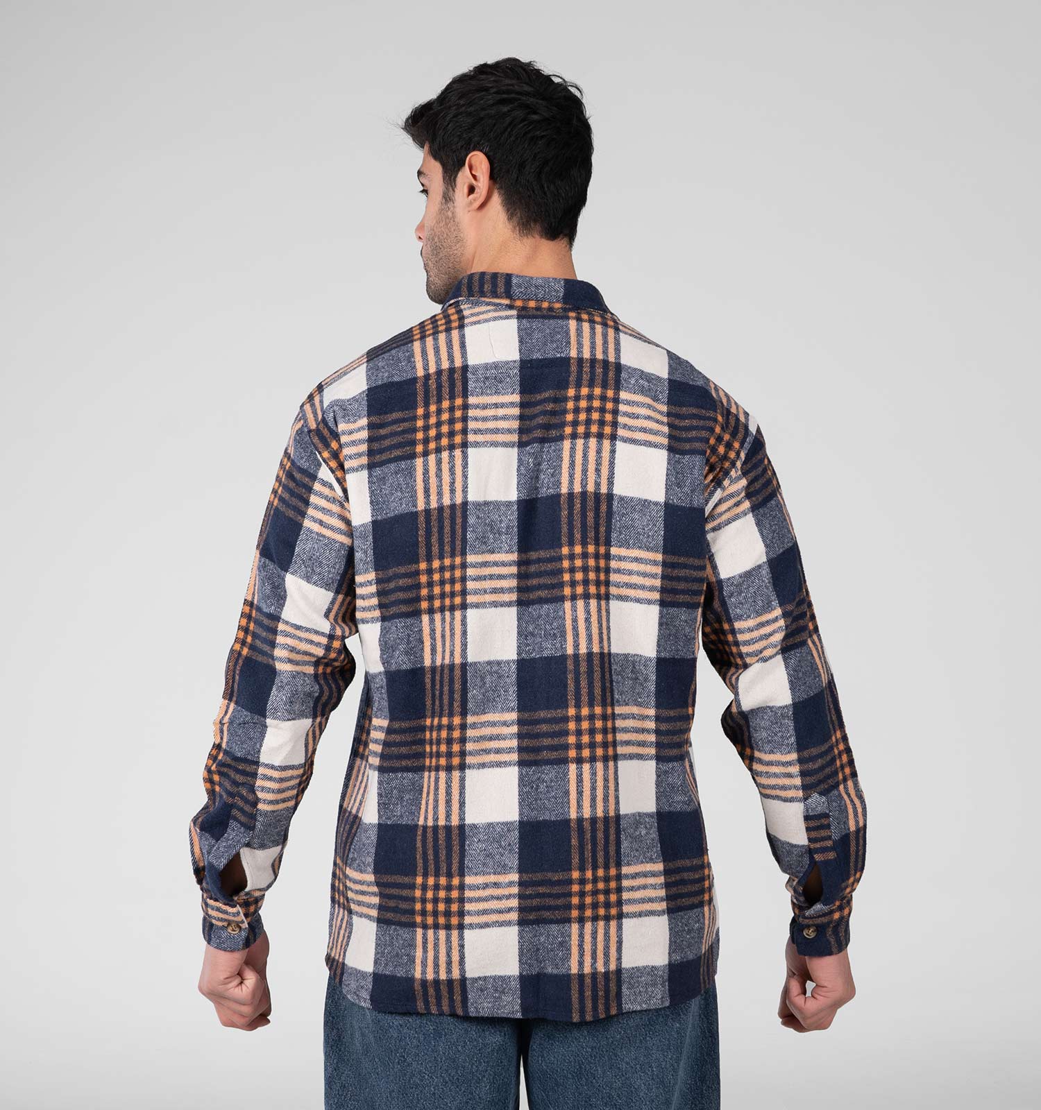 پیراهن اسپرت پشمی مردانه آستین بلند چهارخانه مدل 48786