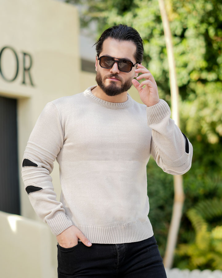 بافت مردانه مدل Melin کرم کد 6417