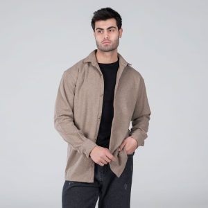 پیراهن اسپرت پشمی مردانه آستین بلند ساده مدل 48783