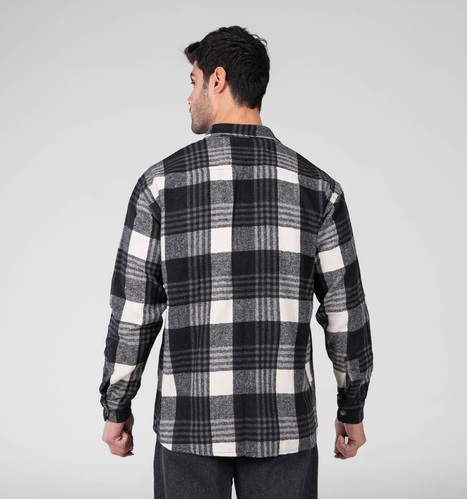 پیراهن اسپرت پشمی مردانه آستین بلند چهارخانه مدل 48787