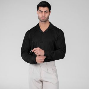 پیراهن مراکشی مردانه آستین بلند راه راه مشکی مدل 48799