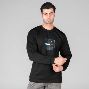 بلوز دورس مردانه یقه گرد مشکی طرحدار Nike مدل 49029