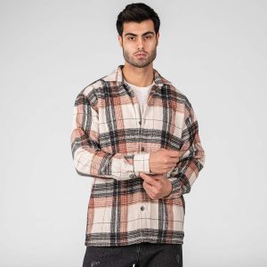 پیراهن اسپرت پشمی مردانه آستین بلند چهارخانه مدل 48789