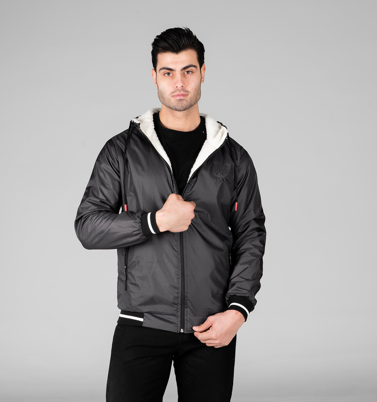 کاپشن مردانه بادگیر مشکی مدل 48964