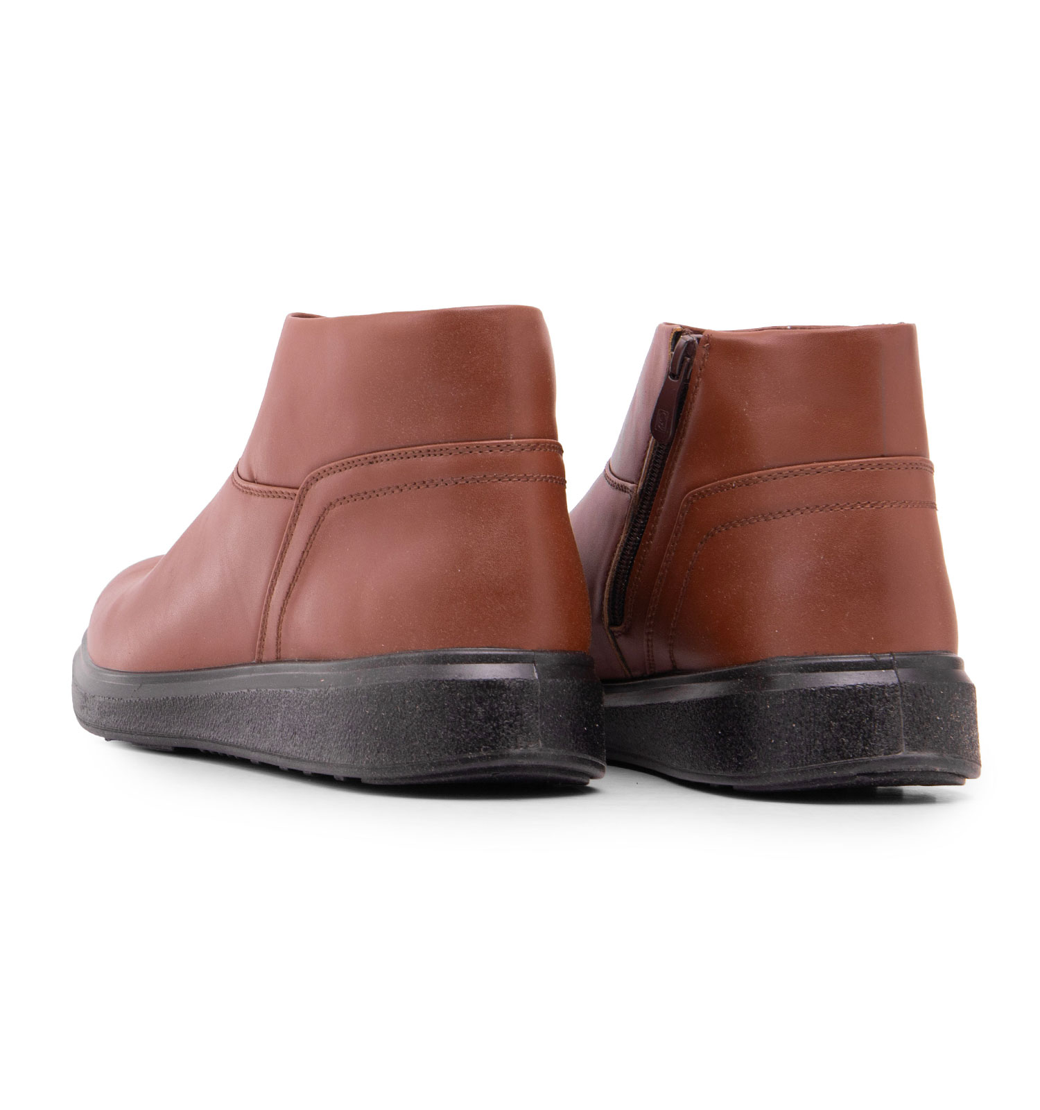 نیم بوت چرم مصنوعی مردانه عسلی زیپ دار مدل 48877