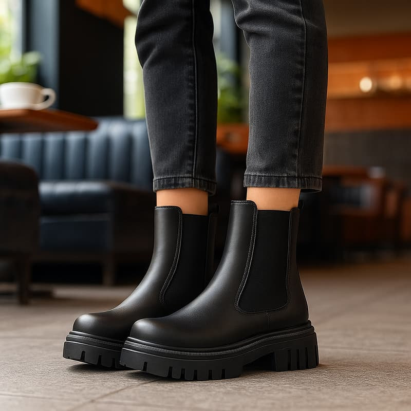 نیم بوت زنانه چلسی دوطرف کش مشکی