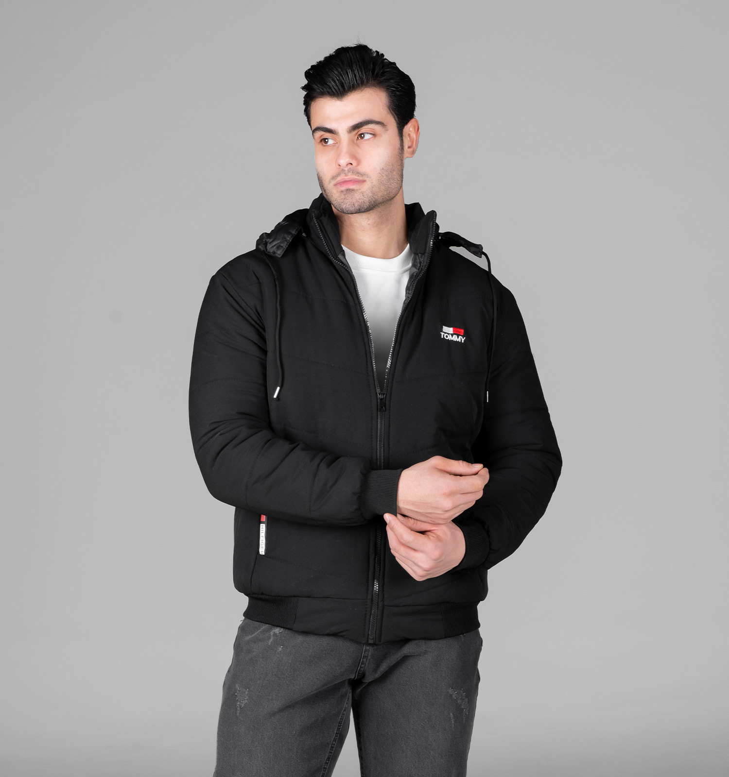 کاپشن مموری مردانه مشکی فری سایز Tommy مدل 48996