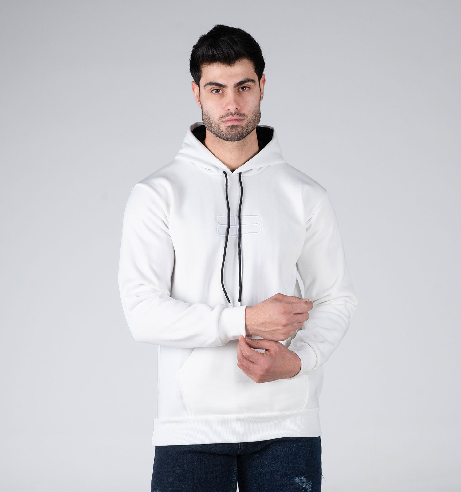 هودی مردانه کلاهدار سفید طرحدار Balenciaga مدل 48905