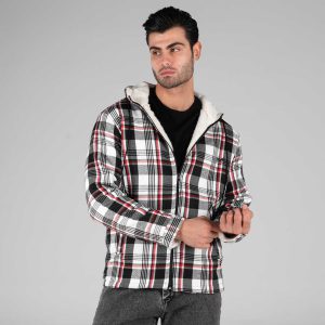 سویشرت پشمی مردانه چهار خونه کلاهدار مدل 49009