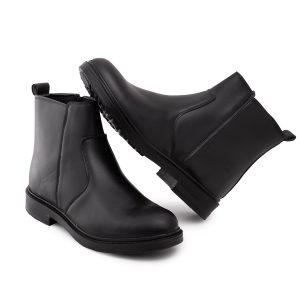 نیم بوت چرم مصنوعی مردانه مشکی زیپ دار مدل 49071