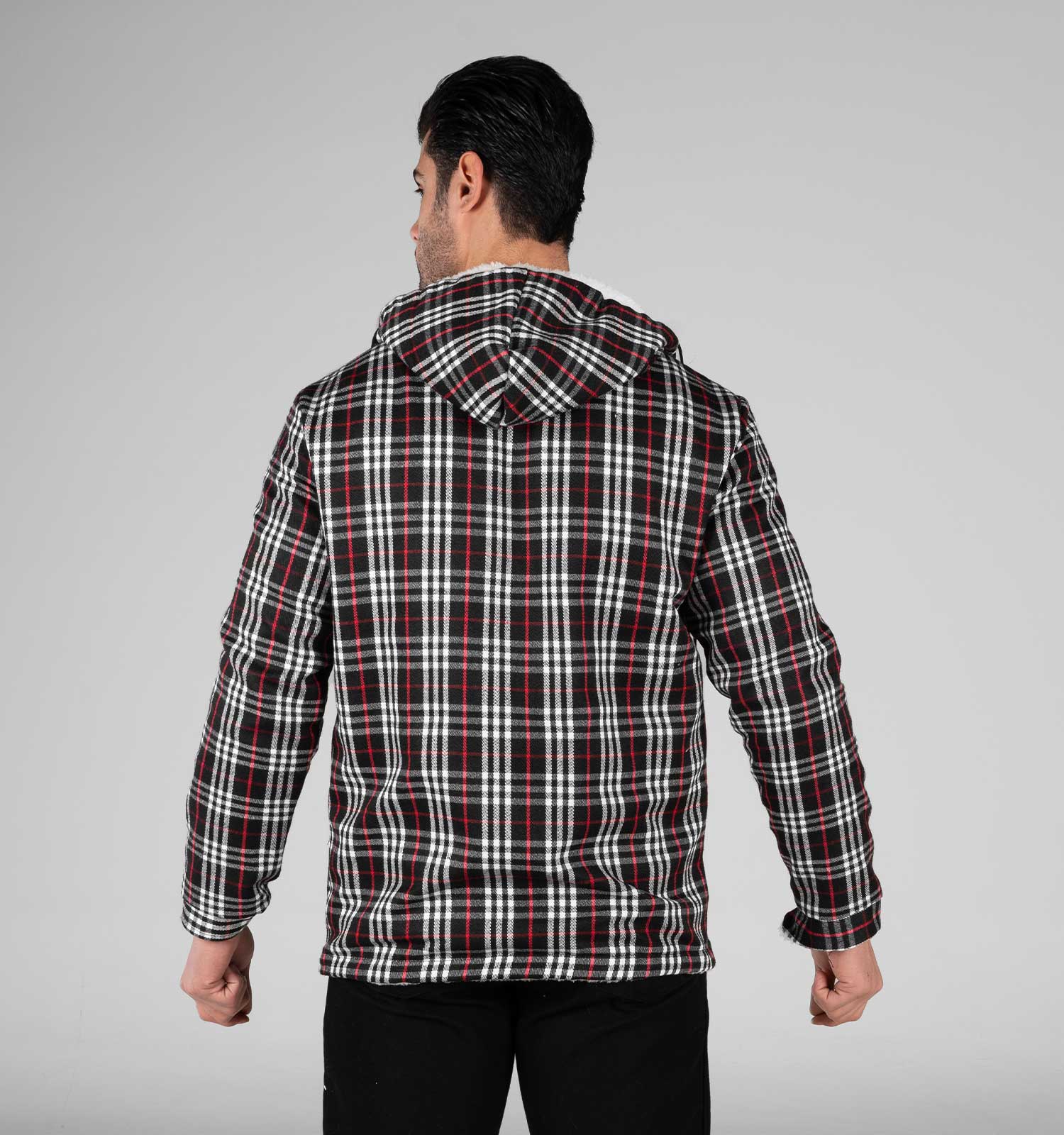 سویشرت پشمی مردانه چهار خونه کلاهدار مدل 49008