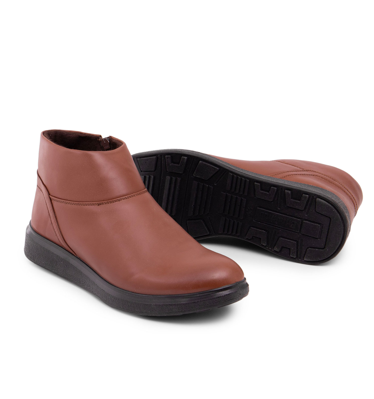 نیم بوت چرم مصنوعی مردانه عسلی زیپ دار مدل 48877