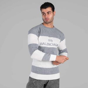 بافت مردانه یقه گرد فری سایز راه راه Balenciaga مدل 49004