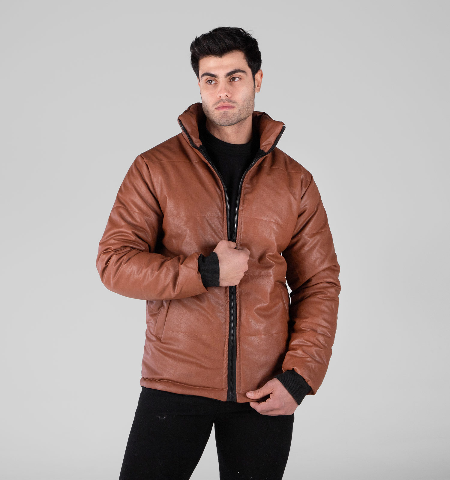 کاپشن اسپرت چرم مصنوعی مردانه بادی مدل 48768