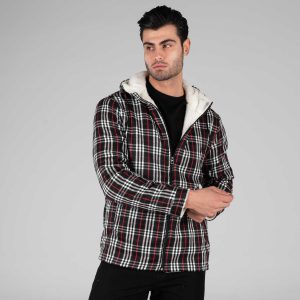 سویشرت پشمی مردانه چهار خونه کلاهدار مدل 49008