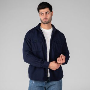 پیراهن اسپرت فوتر مردانه آستین بلند سرمه ای مدل 48894