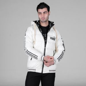 کاپشن اسپرت سیلیکونی مردانه دورو کلاهدار سفید Puma مدل 48987
