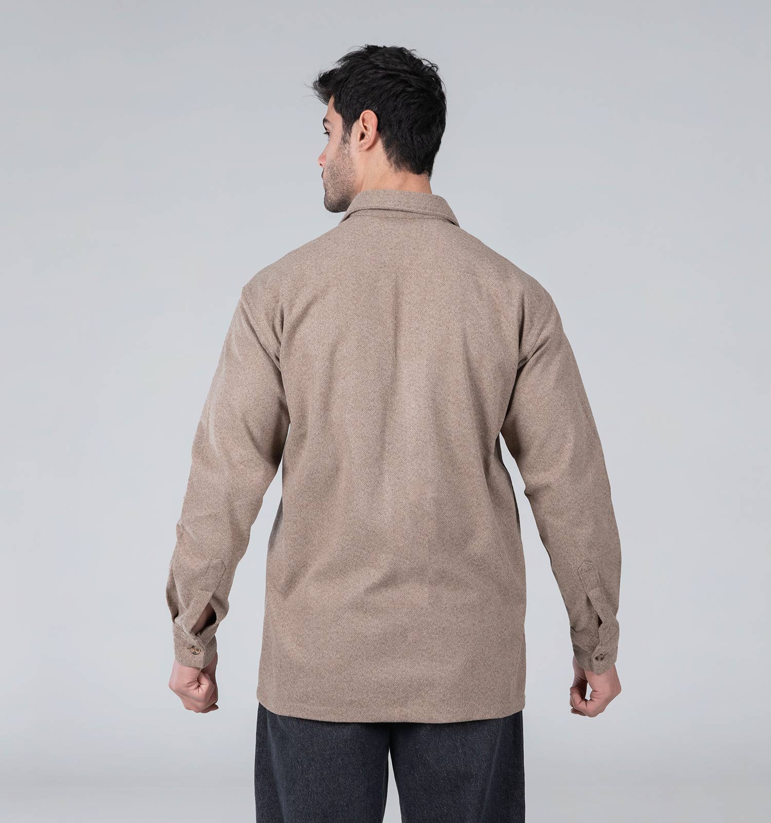 پیراهن اسپرت پشمی مردانه آستین بلند ساده مدل 48783