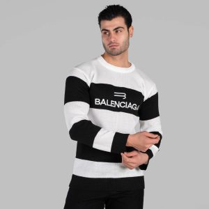 بافت مردانه یقه گرد فری سایز راه راه Balenciaga مدل 49002